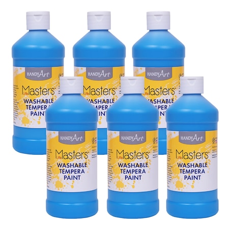 Handy Art Little Masters Washable Tempera Paint, Light Blue, 16 oz., 6PK 211732